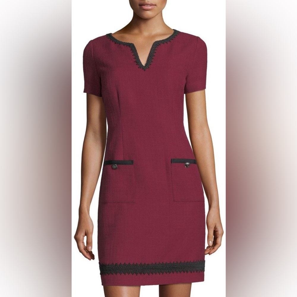 Karl Lagerfeld Burgundy Mini Dress with Black Accents